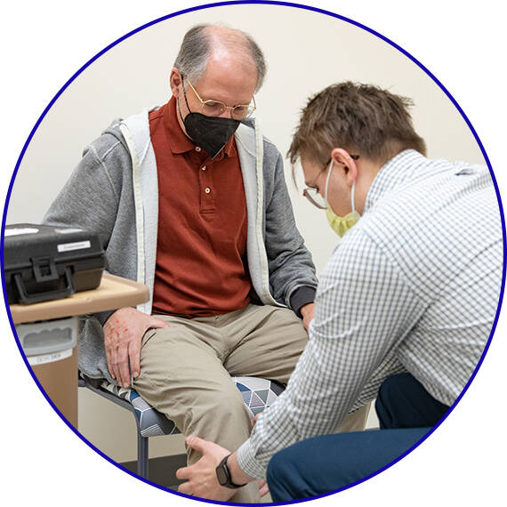 OST students conducting an exam on a Standardized Patient